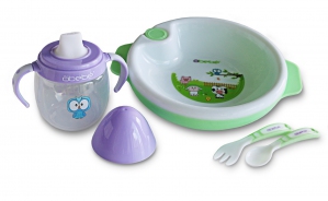 Baby Weaning Set (Warm Plate, Trainer Cup, Fork & Spoon)