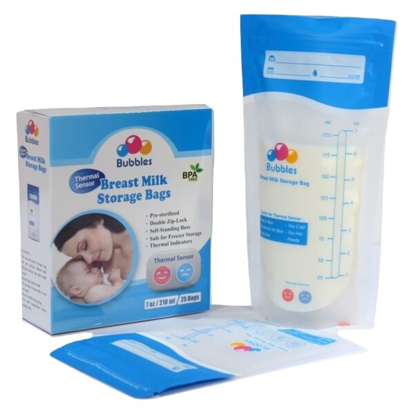 Thermal Sensor Double Ziplock Breastmilk Bags 7oz (25pcs)