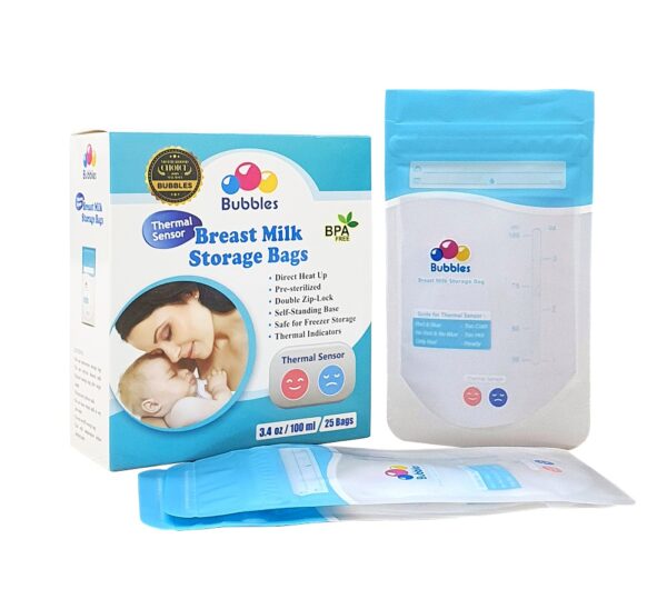 Thermal Sensor Double Ziplock Breastmilk Bags 3.4oz 100ml (25pcs)