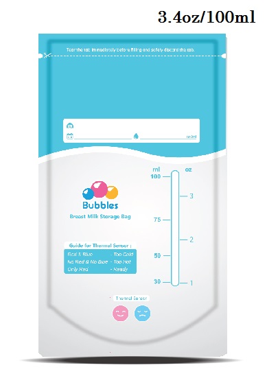 Thermal Sensor Double Ziplock Breastmilk Bags 3.4oz 100ml (25pcs)