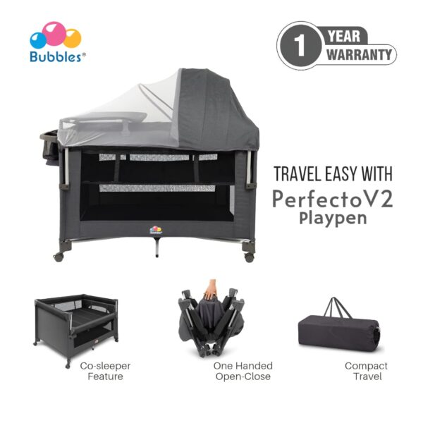 Perfecto V2 Playpen - Grey (Upgraded Version)